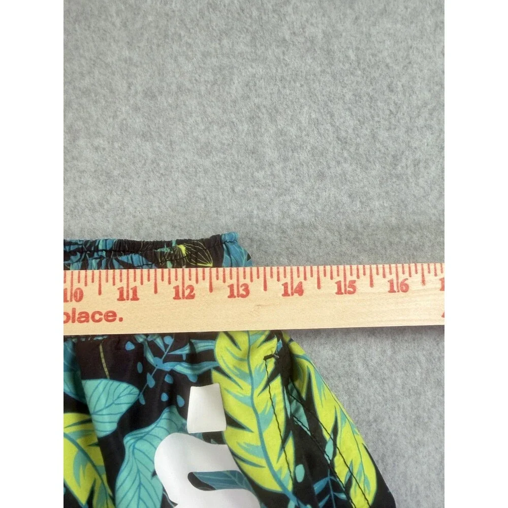 Bench Men's Swim Trunks Board Shorts M EU 50 Tropical Leaf Print Black Blue